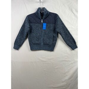 Gioberti Full Zip Sweater Kids Size 10 Melange Blue Quilted Yoke New Jacket